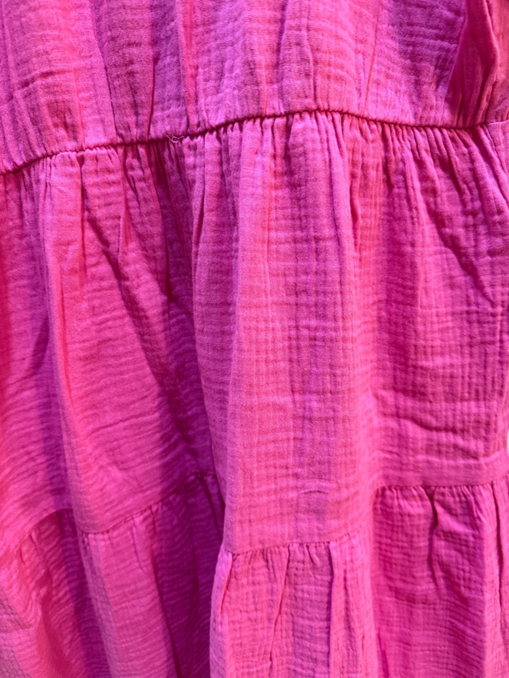 GAP NWT Hot Pink Textured Tiered V-Neck Dress MEDIUM - Picture 6 of 6